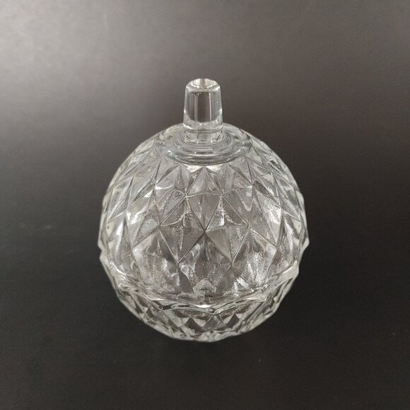 Vintage Pressed Glass Vanity Set | Ring Holder | Lidded Dish| Mini Vase - Picture 5 of 5
